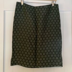 Embossed green polka dot pencil skirt